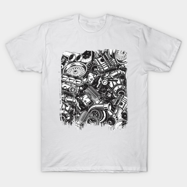 Car Parts Collage Design T-Shirt by Dailygrind